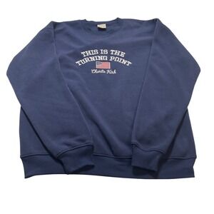 WAOOZ Charlie Kirk This Is The Turning Point Navy Blue Sweatshirt Mens Large